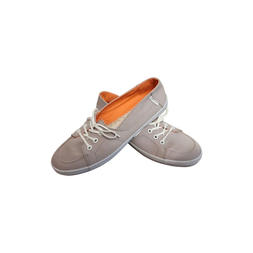 Vans Off The Wall Fashion Sneakers W 7.5 Beige Slip-on Tie Laces Casual